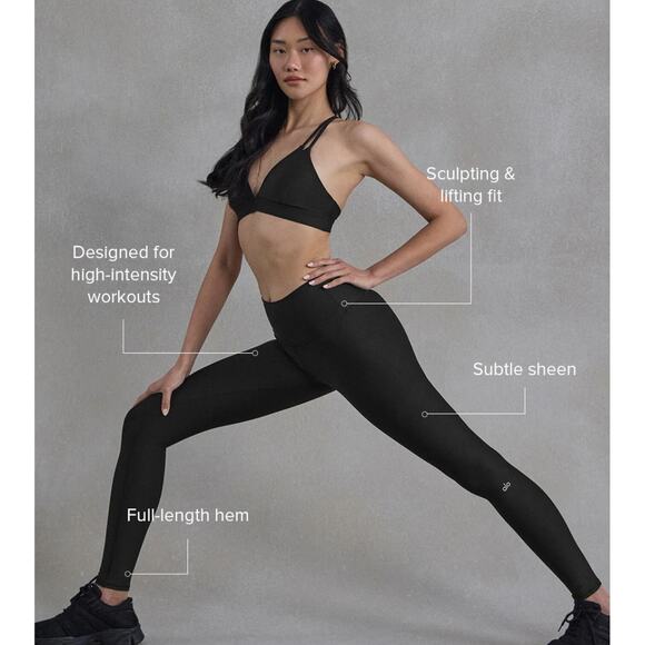 Alo High-Waist Airlift Legging XS Black Stubble Sheen Light Shine Full Length - Picture 1 of 7